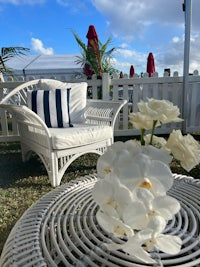 a white wicker chair